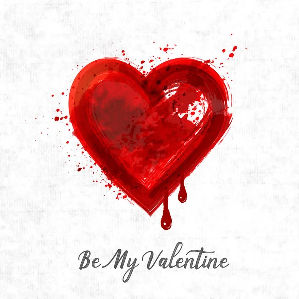 Tarjeta Felicitación Del Día San Valentín Con Gran Corazón Grunge — Vector de stock