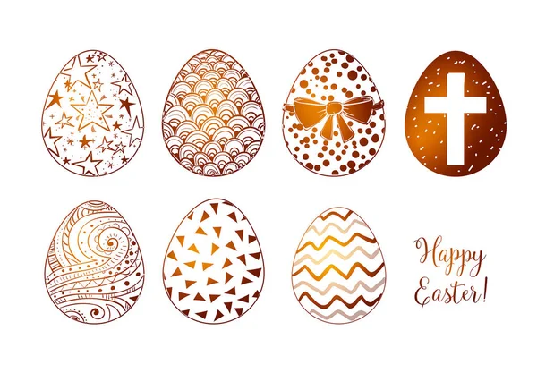 Set Warna Telur Paskah Pada Latar Belakang Putih Vektor Ilustrasi - Stok Vektor
