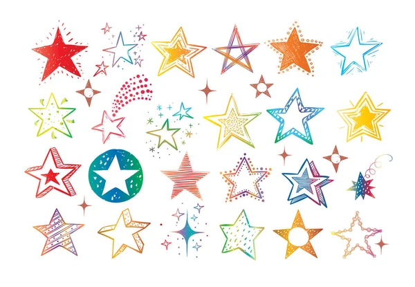 Conjunto Estrellas Color Sobre Fondo Blanco Ilustración Vectorial — Archivo Imágenes Vectoriales