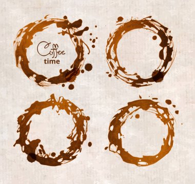 set vektör kahve lekeleri