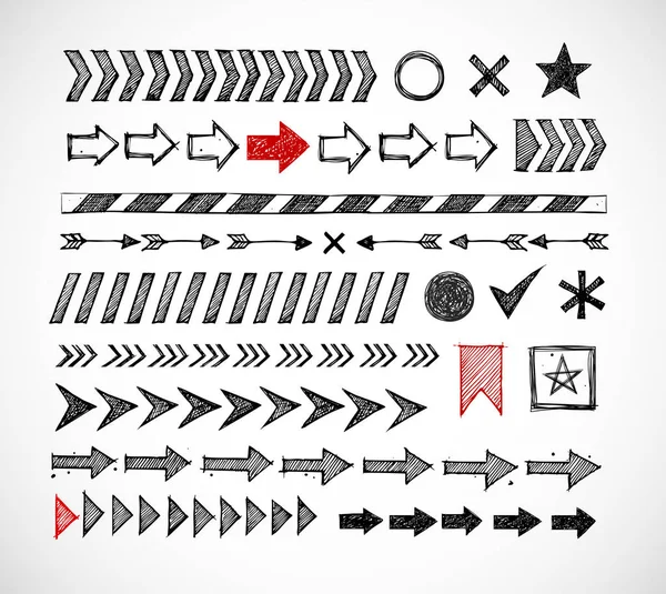 Conjunto Diferentes Signos Flechas Barras Estrellas — Vector de stock