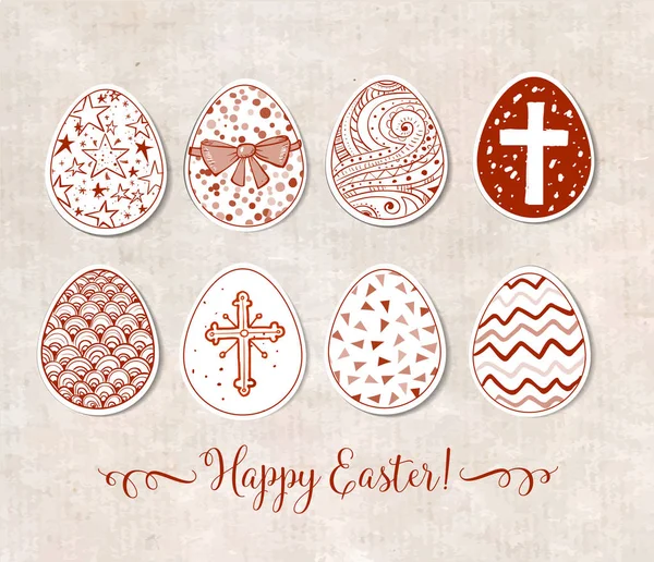 Desen Ile Dekore Edilmiş Paskalya Yumurtaları — Stok Vektör