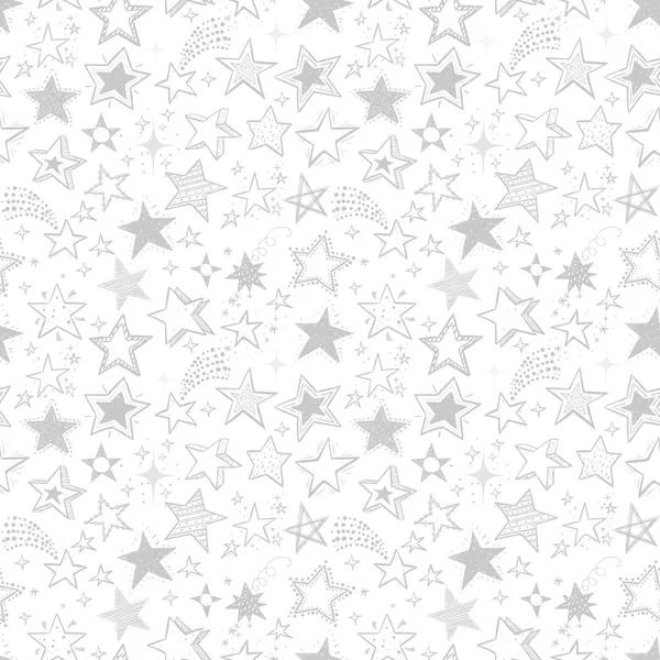 Бесшовный Рисунок Серыми Звездами Белом Фоне — стоковый вектор