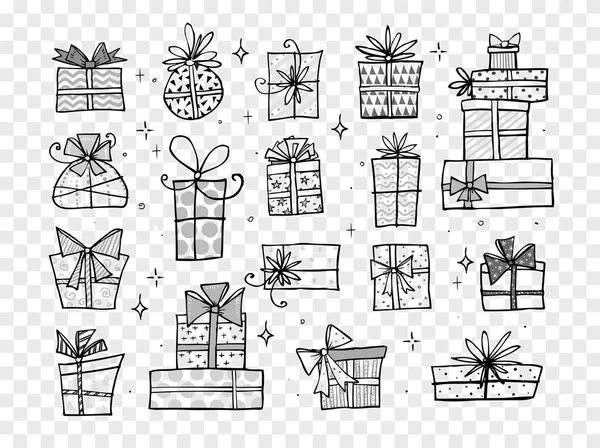 Doodle hediye kutuları — Stok Vektör