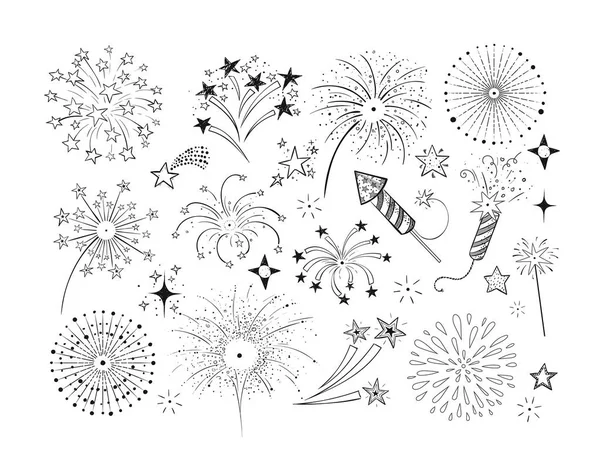 Set of different fireworks — Stock Vector