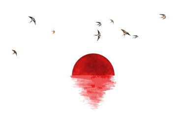 Beyaz siyah mürekkep deseni ile soyut arka plan. Soyut siyah mürekkep yıkama boyama. Geleneksel Japon mürekkep yıkama boyama Sumi-e. Hieroglyphs-sonsuzluk, özgürlük, netlik, yol