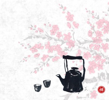 Kesilmiş ağaç dallarından yapılmış Noel ağacı ve küçük kuşlar oturur