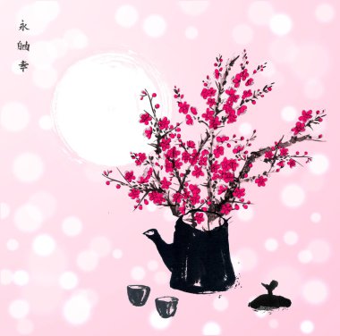 Kesilmiş ağaç dallarından yapılmış Noel ağacı ve küçük kuşlar oturur