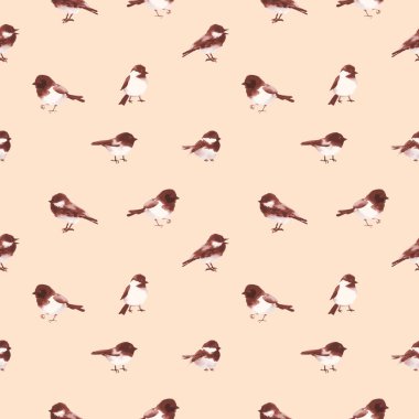 watercolor birds vector pattern illustartion 