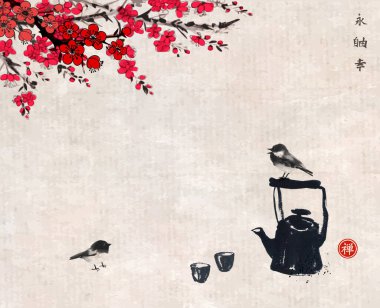 çay ve çaydanlık vektör çizimi 