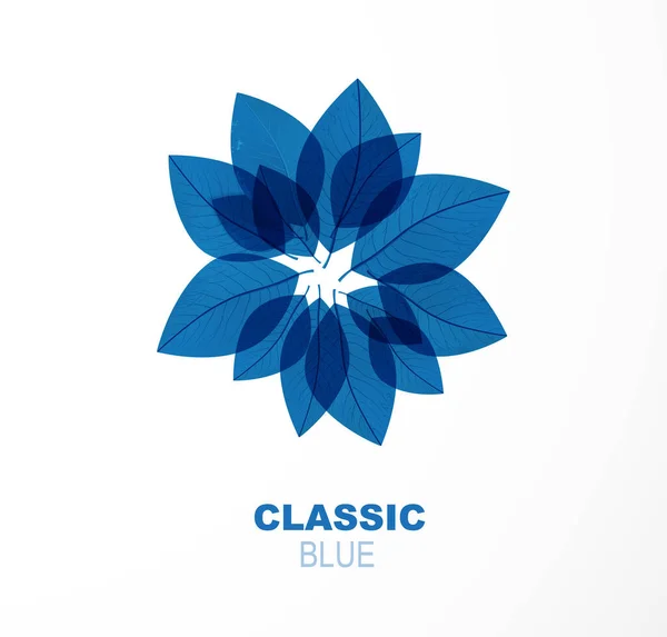 Cercle Avec Des Feuilles Bleues Sur Fond Blanc Classoc Bleu — Image vectorielle