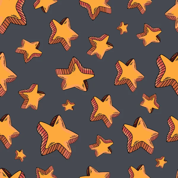 Seamless Pattern Stars Stars Gray Background Pattern Cloth Textile Cover — 图库矢量图片