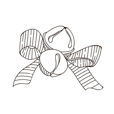 Vector Christmas bells. Isolated drawing on a white background.Nice element for christmas banner, cards.Can be used in textiles, prints,gift cards, wallpapers, icons, websites.