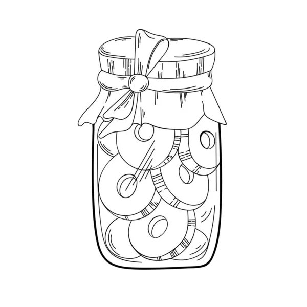 Vector Drawing Jars Pastries Isolated Drawing White Background Image Can — Stok Vektör