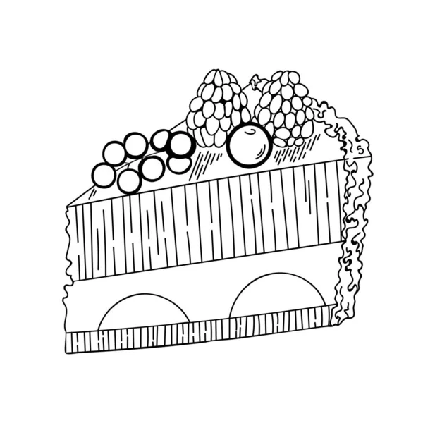 矢量画的蛋糕 在白色背景上孤立地绘图 该图像可用于网站 网页设计 明信片 印刷品 面料印刷 商店橱窗 咖啡店 — 图库矢量图片