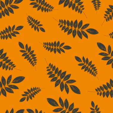 Seamless leaf pattern. Motifs scattered random. Seamless vector texture. Elegant template for fashion prints. Blue leaves on yellow background.Texture for textile, wrapping paper, cover, background, wallpaper.