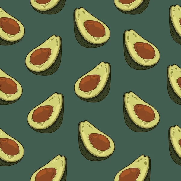 Illustrazione Vettoriale Avocado Sfondo Verde Frutti Esotici Estivi Tropicali Uso — Vettoriale Stock