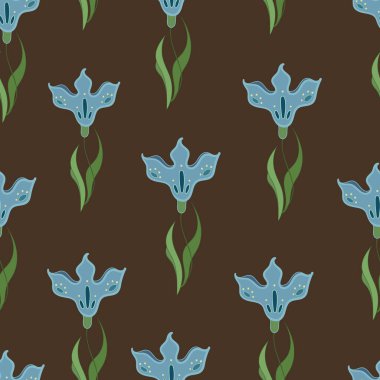   Kusursuz vektör deseni. Fantezi çiçekleri. Doğal duvar kağıdı, çiçek süslemesi, illüstrasyon. Ev dekorasyonu. Çiçekler. Baskı, ambalaj kağıdı, poster, duvar kağıdı, selamlama ve tekstil için kullanılabilir..