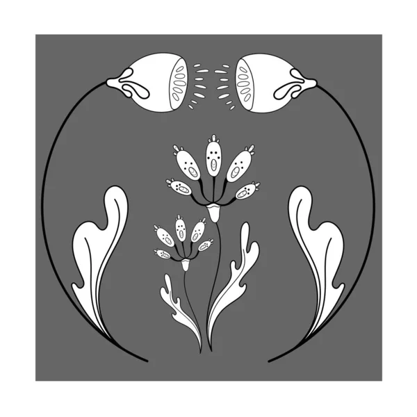 Conjunto Flores Vectoriales Ilustración Aislada Flores Decorativas Dibujo Vectorial Para — Archivo Imágenes Vectoriales