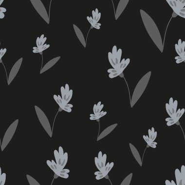 Vektör çiçek deseni. Siyah arkaplanda resim. Çiçek illüstrasyonu. Kutlama kartı, davetiye, tasarım, broşür, poster, afiş, broşür, baskı, ambalaj kağıdı, tekstil ve web siteleri için vektör illemesi..