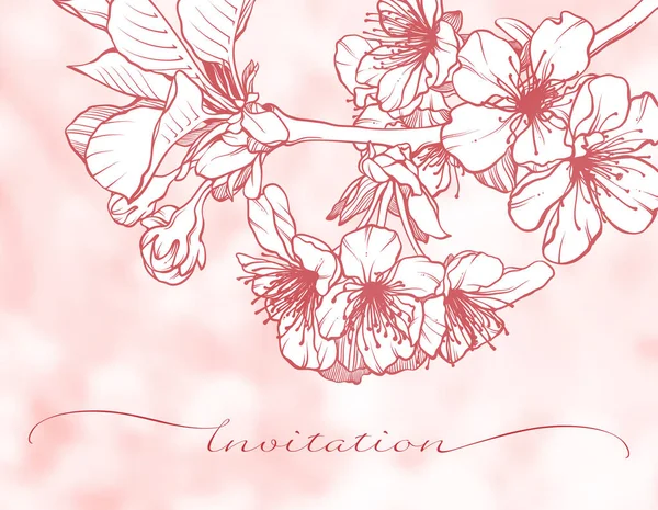 Цвітіння вишневої графічної гілки — стоковий вектор