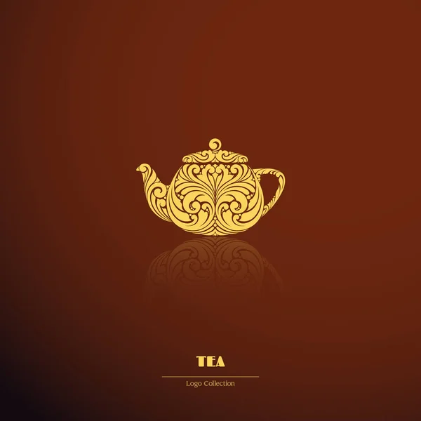 Логотип прикрашений чайник кавовий чайник значок. Лого прикрашений чайник кавовий чайник значок . — стоковий вектор