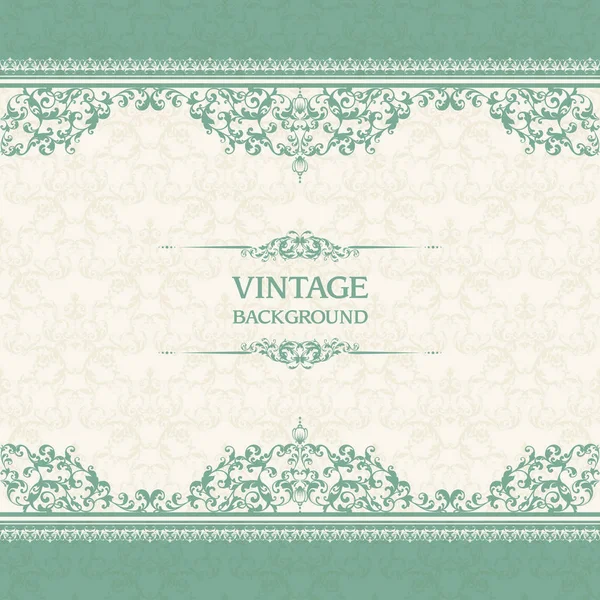 Vintage template with pattern and ornate borders. Ornamental lace pattern for invitation, greeting card, certificate. — Stock Vector