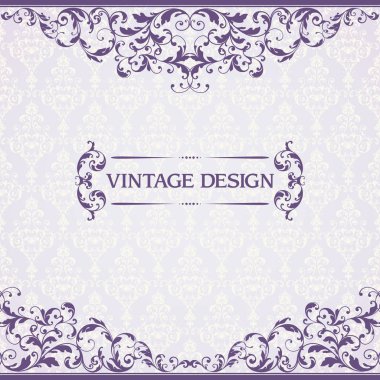 Vintage şablon desen ve süslü kenarlıklar. Davetiye, tebrik kartı, sertifika için süs dantel modeli