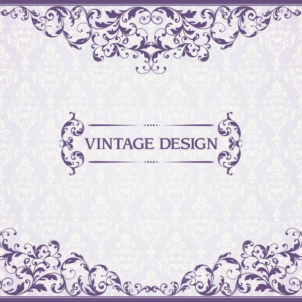 Vintage template with pattern and ornate borders. Ornamental lace pattern for invitation, greeting card, certificate — Stock Vector