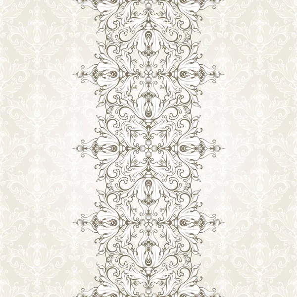 Vintage achtergrond met patroon en decoratieve naadloze grens. Sierlijke lace sjabloon voor uitnodiging, wenskaart, certificaat design. — Stockvector