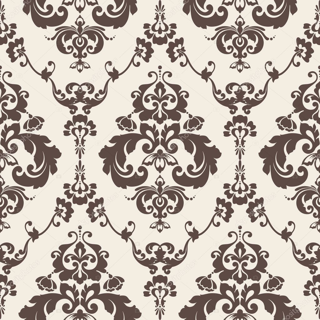 Seamless damask pattern. Ornamental background with pattern.