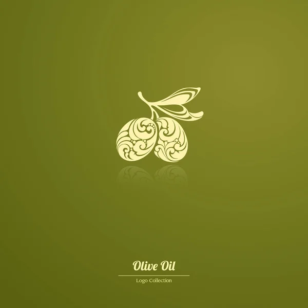 Decorative Logo Template olives, olive oil, olive branch Ornate olives icon for label, pack. — Stock Vector