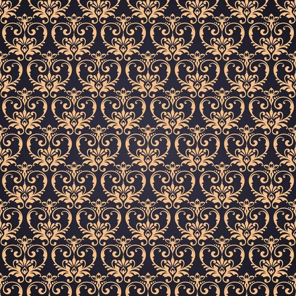 Vector gold ornate damask background in Eastern style. Seamless abstract decorative elegant pattern. — Stock Vector