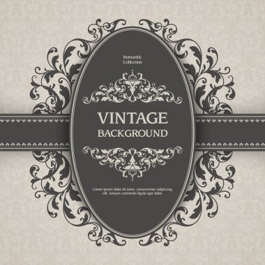 Vintage süs şablon desen ve dekoratif çerçeve.