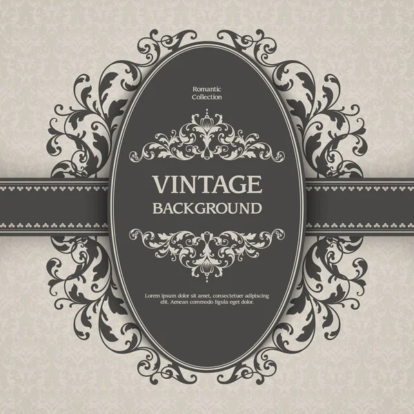 Vintage ornamental template with pattern and decorative frame. — Stock Vector