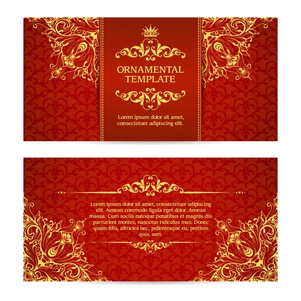 Ornate vector set banners in Eastern style Template with ornamental gold frame and patterned background. — Stock Vector