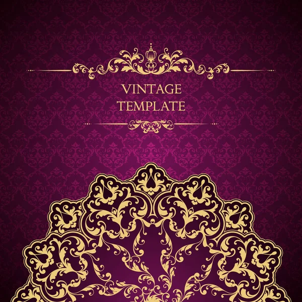 Vintage ornamental template with pattern and decorative frame. — Stock Vector