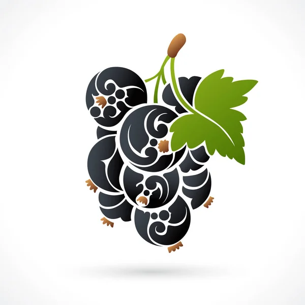 Dekorativa prydnads svarta vinbär gren — Stock vektor