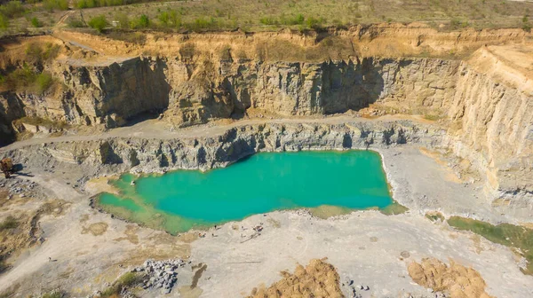 Kariéra Krásnou Modrou Vodou Letecký Pohled Dronu Ukrajina — Stock fotografie