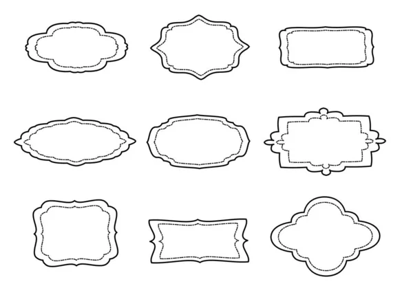Zestaw 9 klasycznych ram tekstowych. Ilustracja wektora — Wektor stockowy