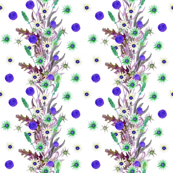 Wildblumen Hintergrund. nahtloses Muster. wilde Blumen Hintergrund Aquarell. — Stockfoto
