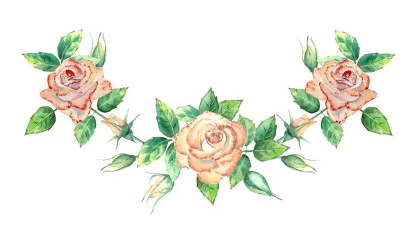 Egy Koszorú Egy Kompozíció Finom Rózsaszín Virágokkal Dekoratív Gallyakkal Meghívók — Stock Vector