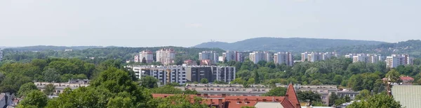 Uitzicht Moderne Stad Heuvels Stenen Gebouwen Verschillende Stijl Huizen Verte — Stockfoto
