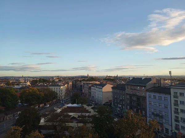 Cracovia Polonia 2019 Vista Ciudad Europea Desde Punto Alto Diferentes —  Fotos de Stock