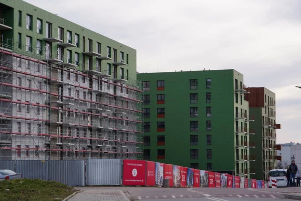 Poland Krakow 2020 Modern Multi Storey Residential Building Black Facade — Zdjęcie stockowe