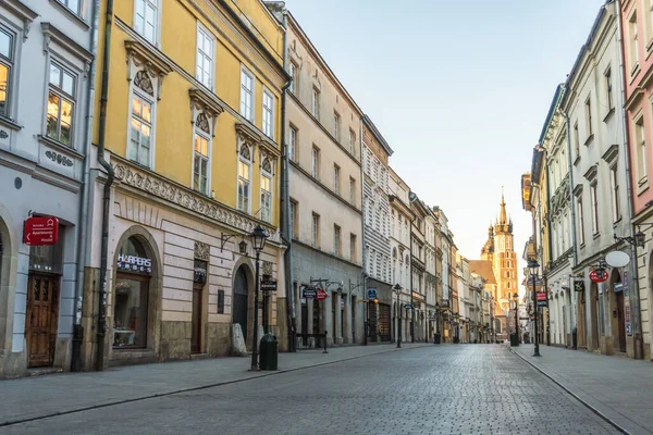 Polonia Cracovia 2020 Calles Vacías Desiertas Ciudad Vieja Cracovia Luz — Foto de Stock