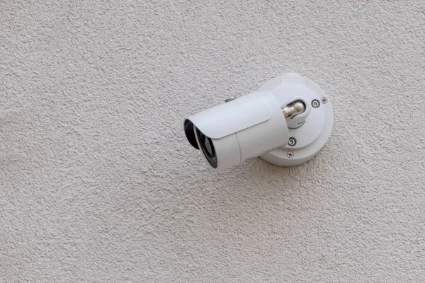 Белые Камеры Наблюдения Улице Охрана Городе Скрытая Стрельба Тому Происходит — стоковое фото