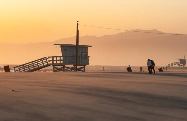 Caminhando Praia Veneza Pôr Sol — Fotografia de Stock