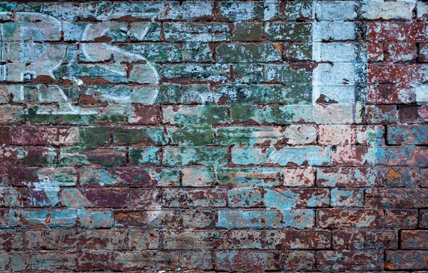 Oude Vervaagde Noodlijdende Buitenkant Baksteen Muur Achtergrond — Stockfoto