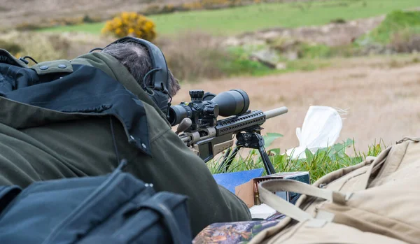 Longo Alcance Tiro Alvo Rifle Uma Faixa Tiro Irlanda Rural — Fotografia de Stock